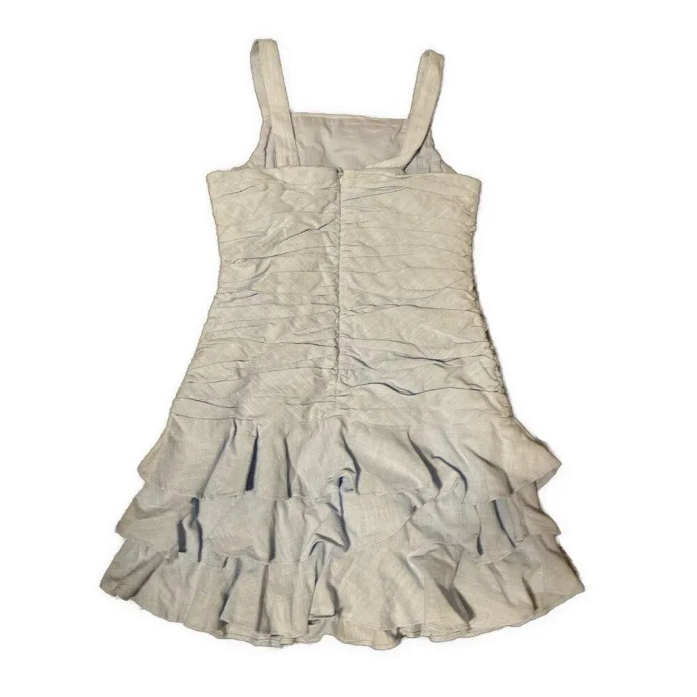 bardot junior girls Solid blue tank ruffle Ruched mini dress 10